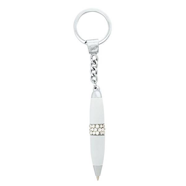 Брелок-ручка GLAM со стразами белый  в пластиковом футляре оптом