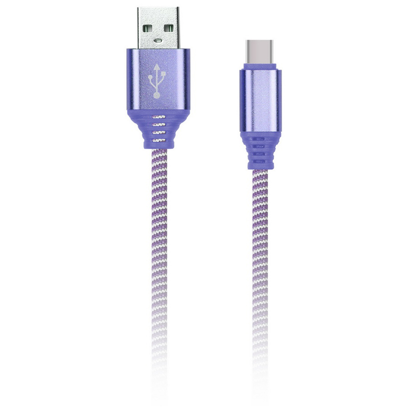 Кабель Smartbuy iK-3112NS, USB2.0 (A) - Type C, в оплетке, 2A output, 1м, фиолетовый оптом