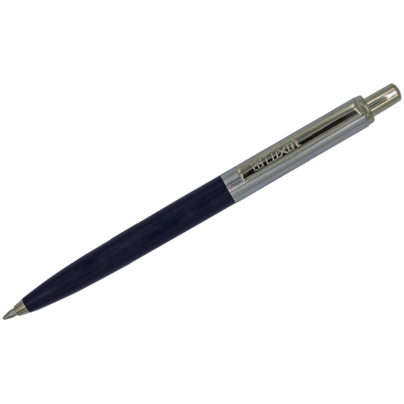 Ручка шариковая Luxor "Star" синяя, 1,0мм, корпус синий/хром, кнопочный механизм оптом