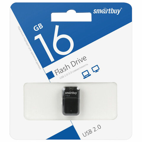 Флеш-диск 16 GB, SMARTBUY Art, USB 2.0, черный, SB16GBAK оптом