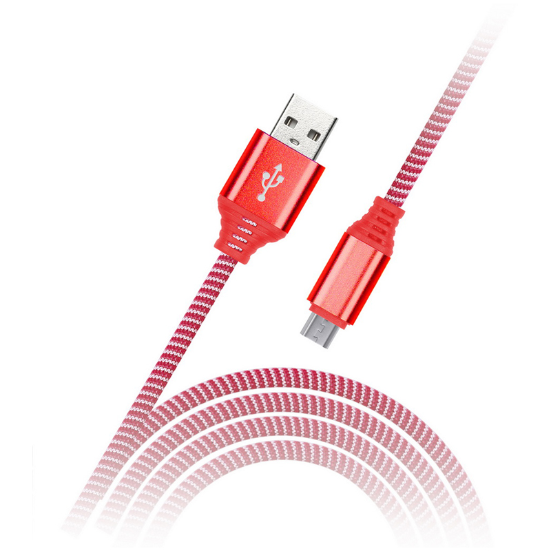 Кабель Smartbuy iK-12NS, USB2.0 (A) - microUSB (B), в оплетке, 2A output, 1м, красный оптом