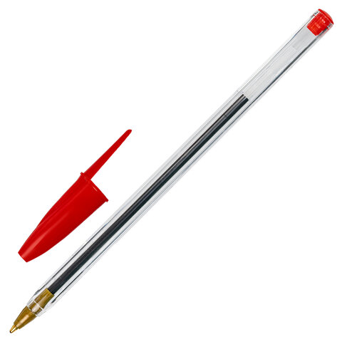 Ручка шариковая STAFF "Basic BP-01", письмо 750 метров, КРАСНАЯ, длина корпуса 14 см, узел 1 мм, 143738 оптом