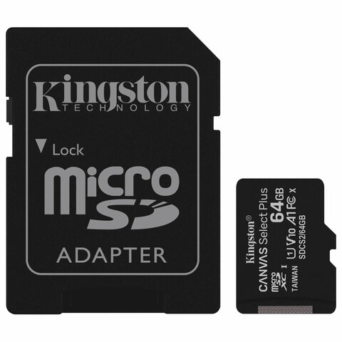   microSDXC 64 GB KINGSTON Canvas Select Plus, UHS-I U1, 100 / (class 10), , SDCS2/64GB 