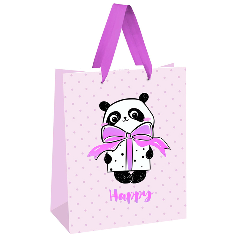 Пакет подарочный 18*23*10см MESHU "PandaGift_Pink", отд. фольгой, матовая ламинация оптом