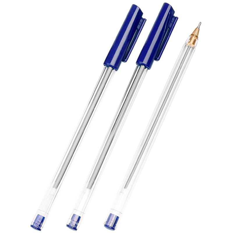 Ручка шариковая СТАММ "РШ 800" синяя, 0,7мм, прозрачный корпус оптом