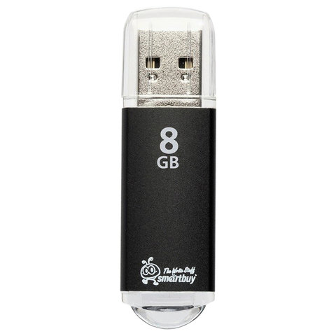 Флеш-диск 8 GB, SMARTBUY V-Cut, USB 2.0, металлический корпус, черный, SB8GBVC-K оптом