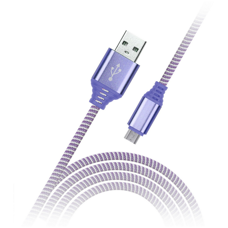 Кабель Smartbuy iK-12NS, USB2.0 (A) - microUSB (B), в оплетке, 2A output, 1м, фиолетовый оптом