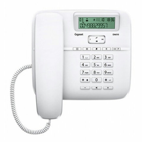 Телефон Gigaset DA611, память 100 номеров, АОН, спикерфон, световая индикация звонка, белый, S30350-S212S322 оптом