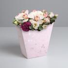 Пакет для цветов трапеция «Розовые мазки», 23 ? 23 ? 10 см оптом