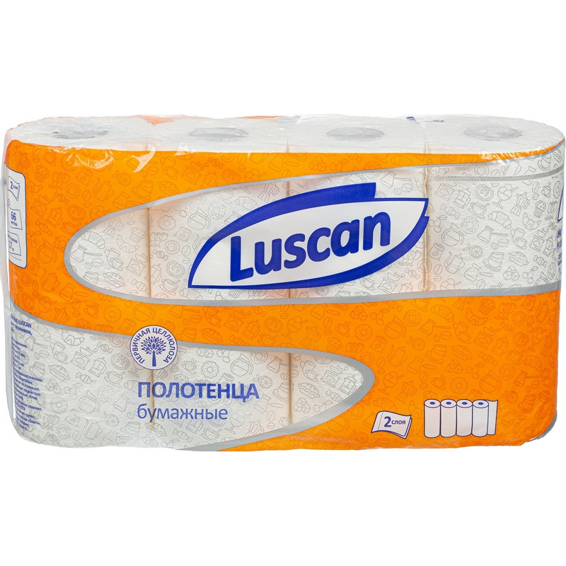 Полотенца бумажные LUSCAN бел цел 17м 2-сл.,с тиснением, 4рул./уп оптом