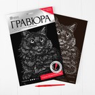 Гравюра «Сибирская кошка» с металлическим эффектом серебра А4 оптом