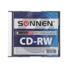Диск CD-RW SONNEN, 4-12x, 700 Мб, Slim Case, 1 шт оптом