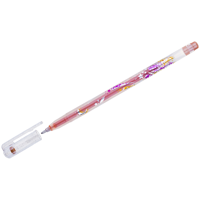 Ручка гелевая Crown "Glitter Metal Jell" оранжевая с блестками, 1,0мм оптом