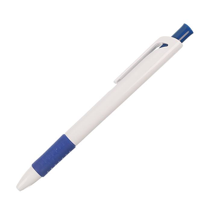 Ручка для логотипа автоматическая ВАНДА 0,7 мм бело-синий корпус резиновый грип оптом