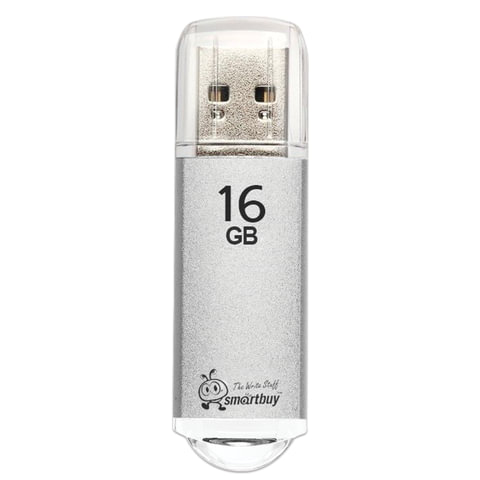 Флеш-диск 16 GB, SMARTBUY V-Cut, USB 2.0, металлический корпус, серебристый, SB16GBVC-S оптом