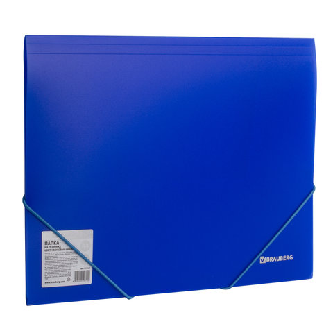 Папка на резинках BRAUBERG "Neon", неоновая, синяя, до 300 листов, 0,5 мм, 227463 оптом