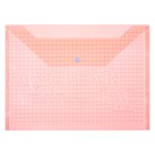Папка-конверт на кнопке, формат А4, 120 мкр, «Клетка», тонированная, красная оптом