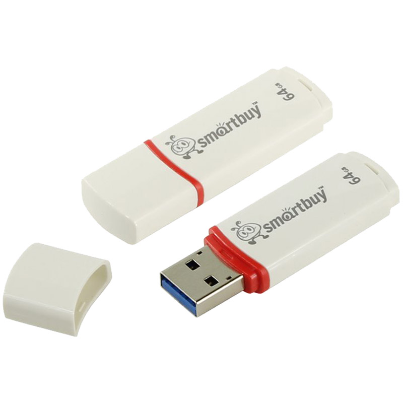 Память Smart Buy "Crown"  64GB, USB 2.0 Flash Drive, белый оптом
