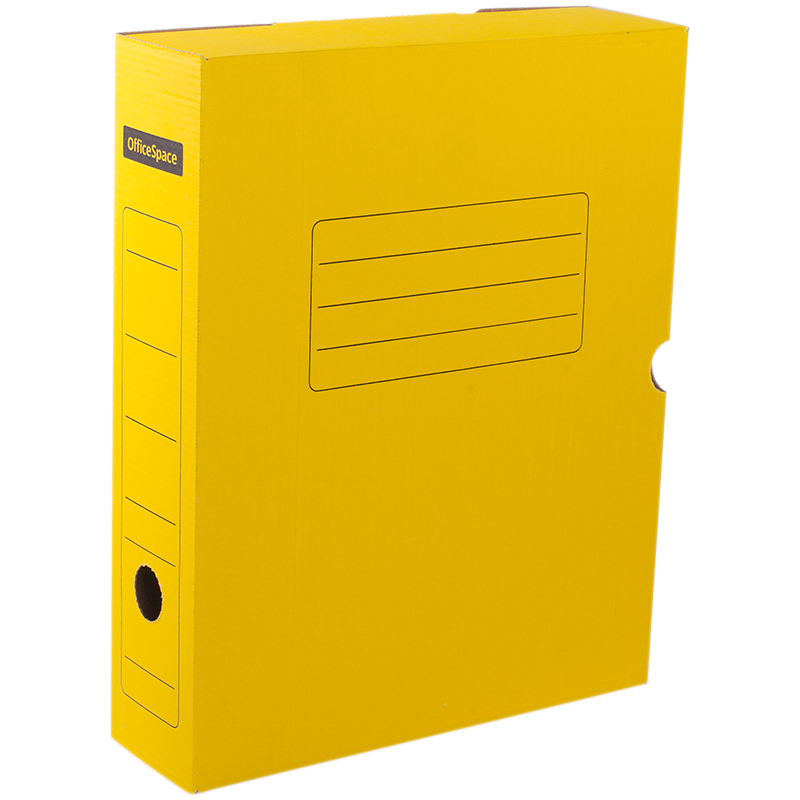 Короб архивный с клапаном OfficeSpace, микрогофрокартон, 75мм, желтый, до 700л. оптом