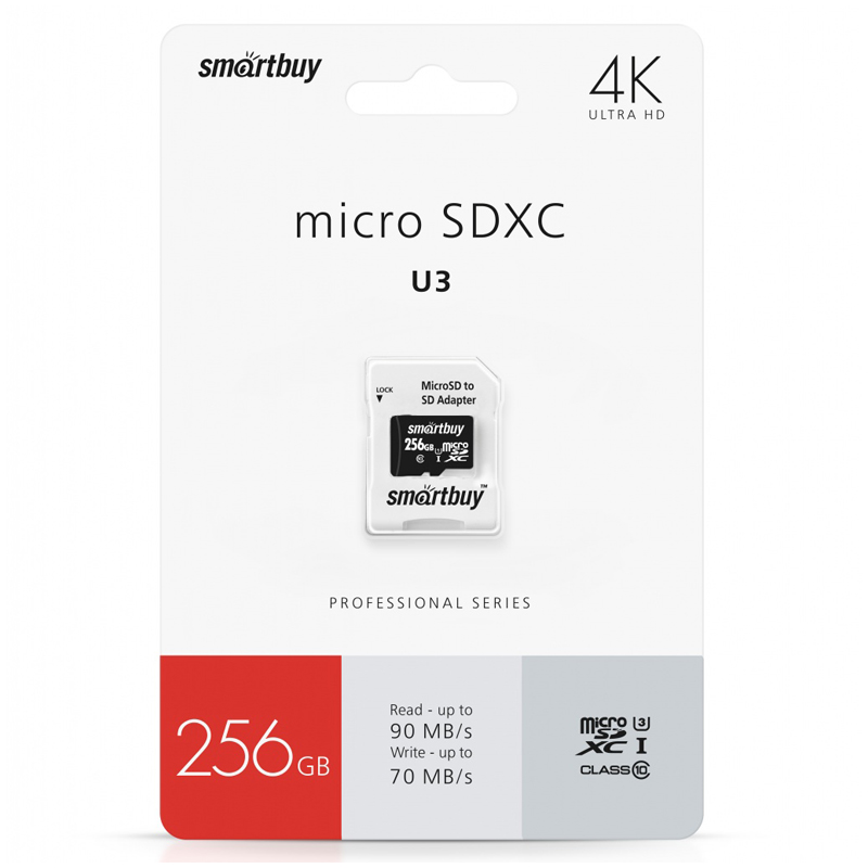   SmartBuy MicroSDXC 256GB PRO U3, Class 10,   90/ (  SD) 