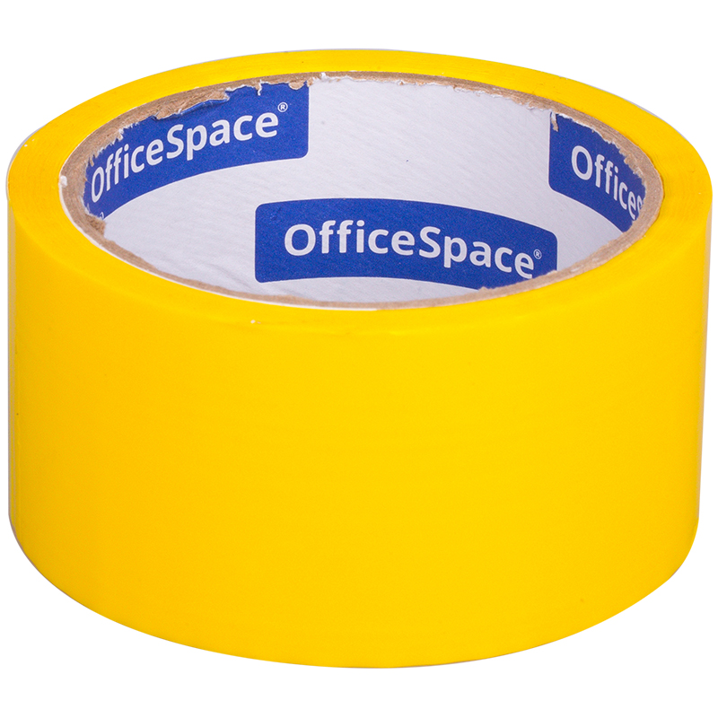 Клейкая лента упаковочная OfficeSpace, 48мм*40м, 45мкм, желтая, ШК оптом