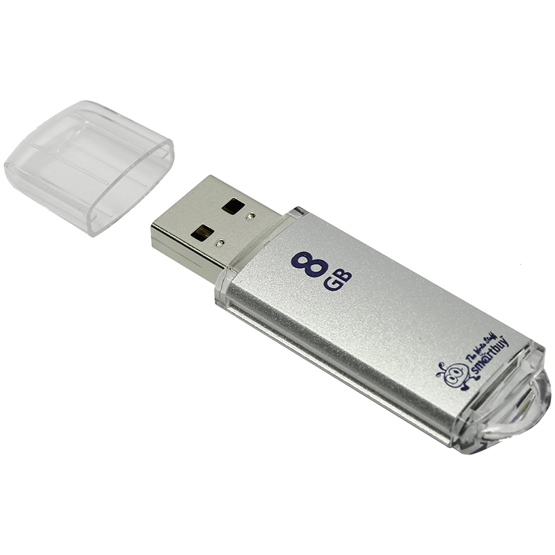 Память Smart Buy "V-Cut"  8GB, USB 2.0 Flash Drive, серебристый (металл. корпус ) оптом