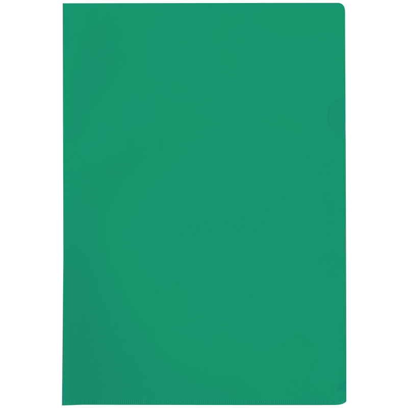 Папка-уголок OfficeSpace А4, 100мкм, пластик, прозрачная зеленая оптом