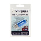 Флешка OltraMax 30, 4 Гб, USB2.0, чт до 15 Мб/с, зап до 8 Мб/с, синяя оптом