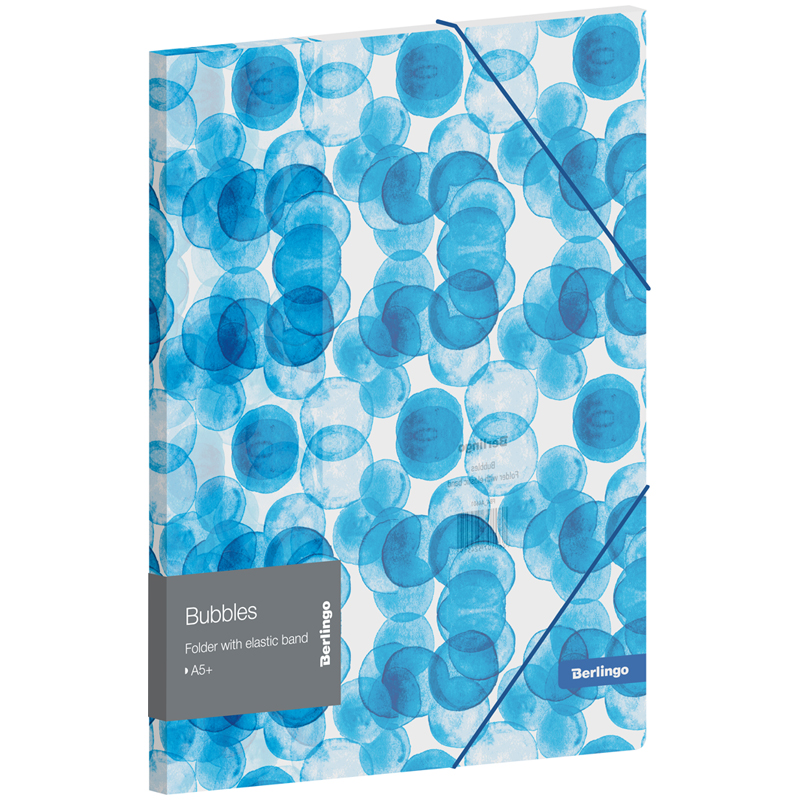 Папка для тетрадей на резинке Berlingo "Bubbles" А5+, 600мкм, прозрачная, с рисунком оптом