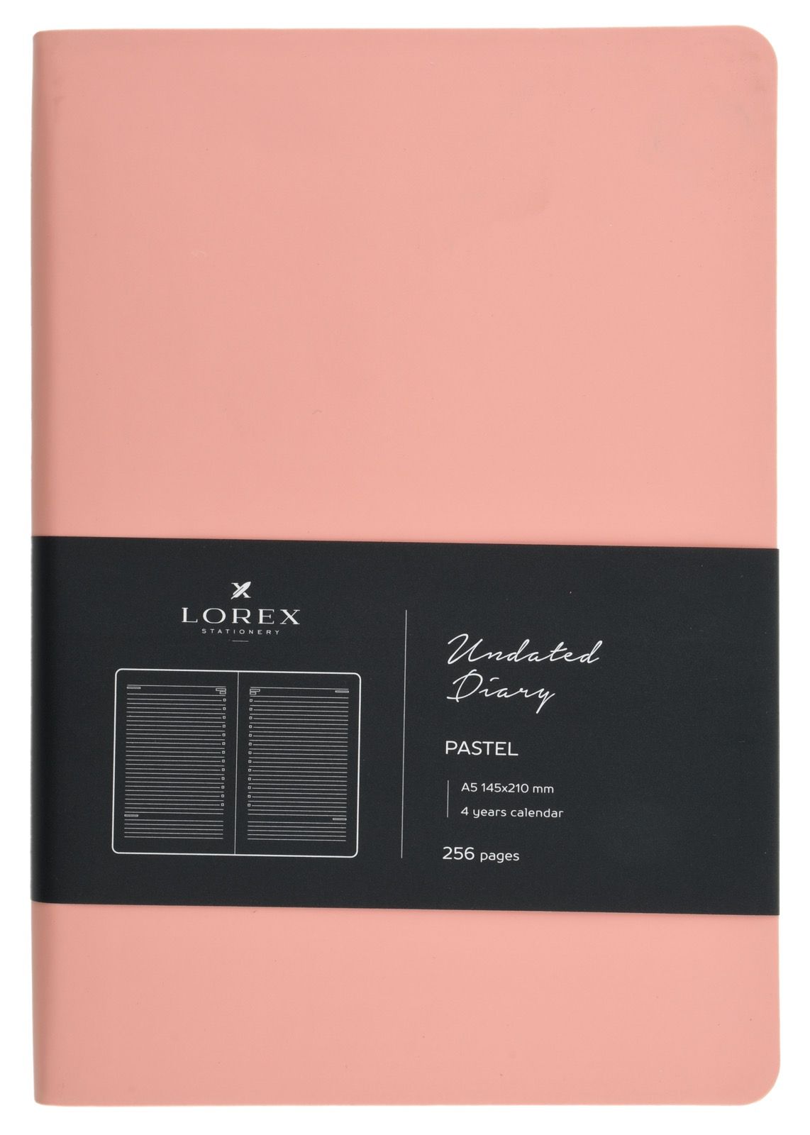 Ежедневник недатированный, А5, 128 л., LOREX PASTEL, интегральная обложка, soft touch, розовый обрез, розовый оптом