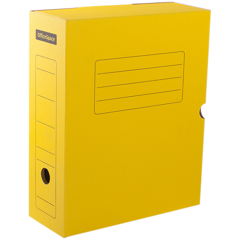 Короб архивный с клапаном OfficeSpace, микрогофрокартон, 100мм, желтый, до 900л. оптом