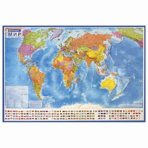 Карта мира политическая 101х70 см, 1:32М, с ламинацией, интерактивная, в тубусе, BRAUBERG, 112382 оптом